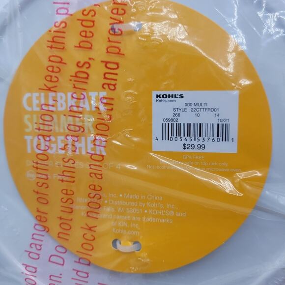 NWT Celebrate Together Summer Mixed Fruit 4pc Melamine Tropical Dinner Plate Set - Picture 3 of 4